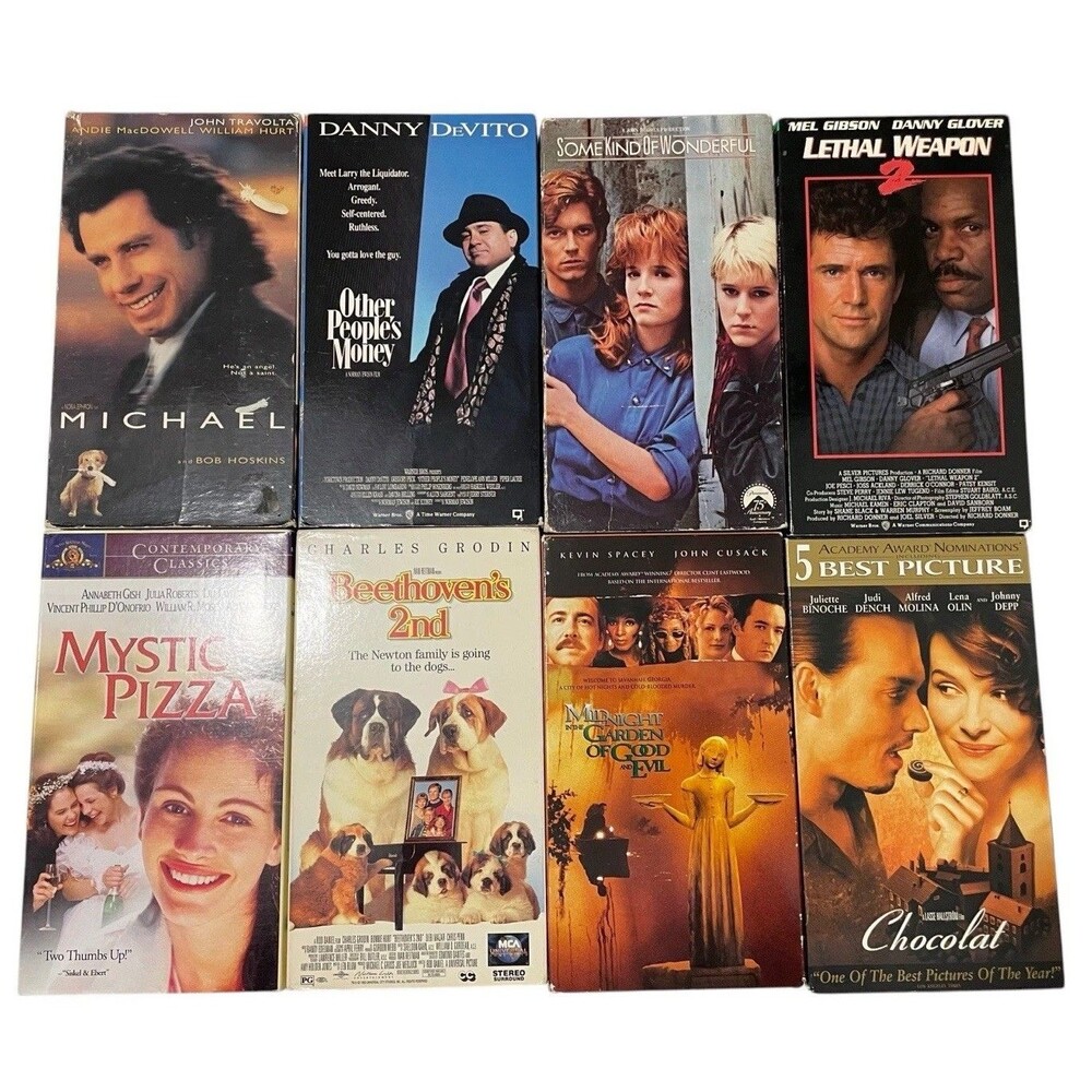 Movie VHS Lot Of 8 Tapes Comedy Drama Hero Romance Nostalgic Classic VTG 1990’s